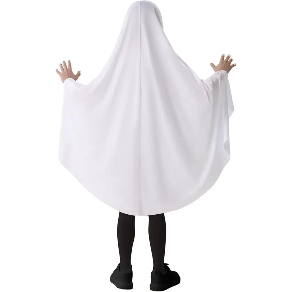 👻 Spooktacular White Ghost Halloween Costume Kids Toddler Soft Robe 3-4T